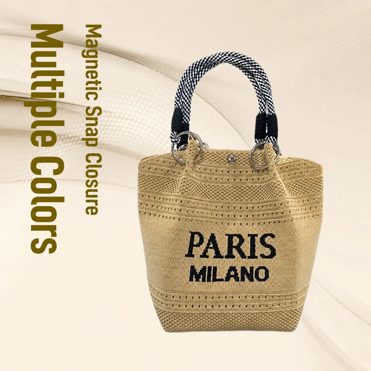 Top Handle Handbag Soft Woven Handle Bag Knitted Bucket Bag Urban Minimalist Bucket Handbag For Photo Shooting Daily Shopping