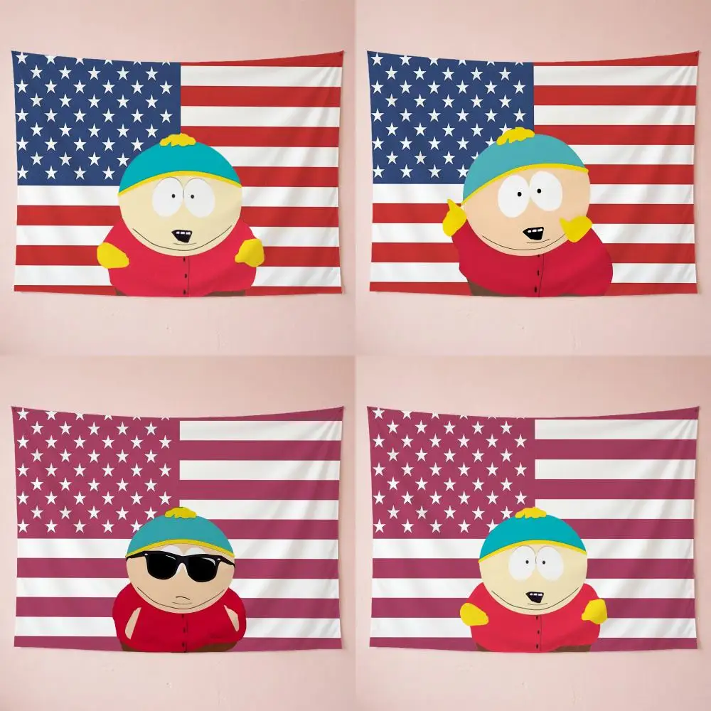 Cute cartoon American flag Tapestry Washable Soft Tapestry Wall Art Decor for Living Home Room Bedroom