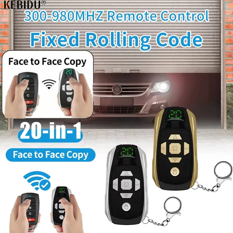 20 in 1 Universal Garage Remote Control Multi-frequency 300-915Mhz Duplicator USB Charging Fixed Rolling Code Transmitter