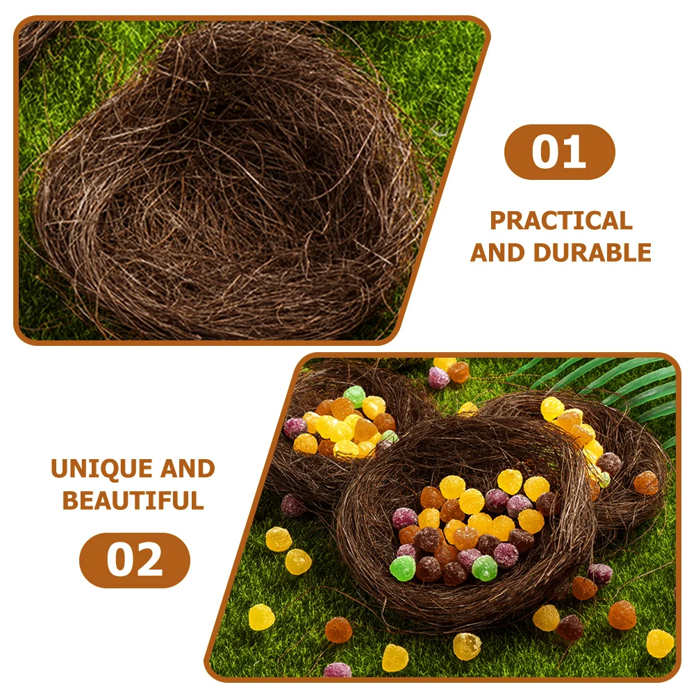 16 Pcs Simulated Bird Nest Birdemic Miniature House Small Artificial Easter Decoration Garden Silk Nests for Cages