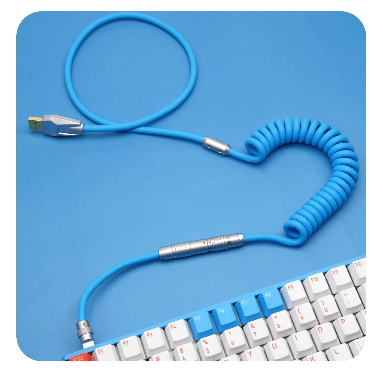 

GeekCable Handmade Custom Mechanical Keyboard Data Line Super Elastic Line Rubber Robotic Cat blue