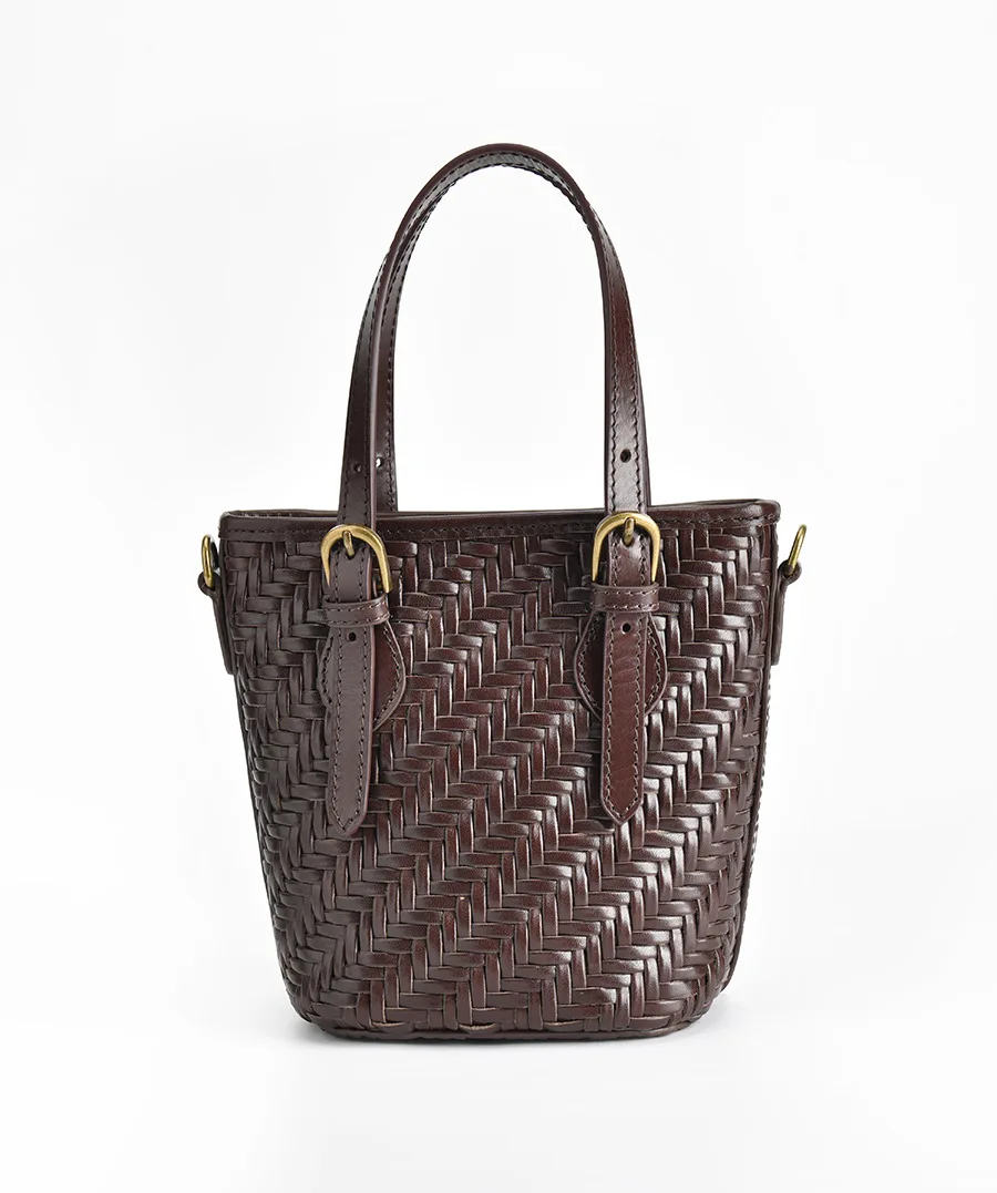 

Genuine Leather Women Weave Handmade Totes Vintage Handbag