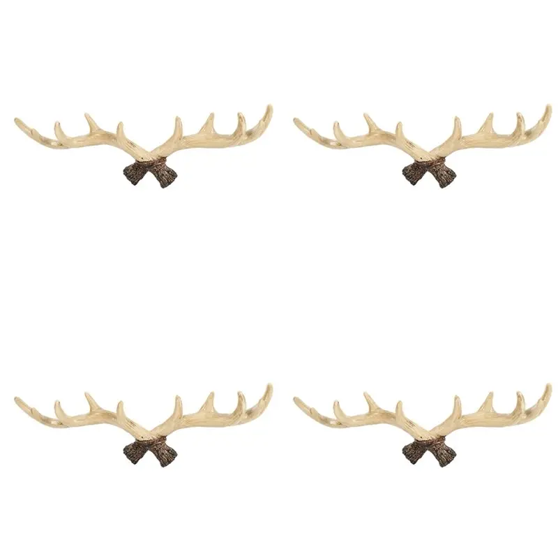 HLZS-4X Vintage Deer Antlers Wall Hooks - 28Cm Wall Mounted Clothes Hanger Coat Rack Key Holder For Decorative Wall Hook,A