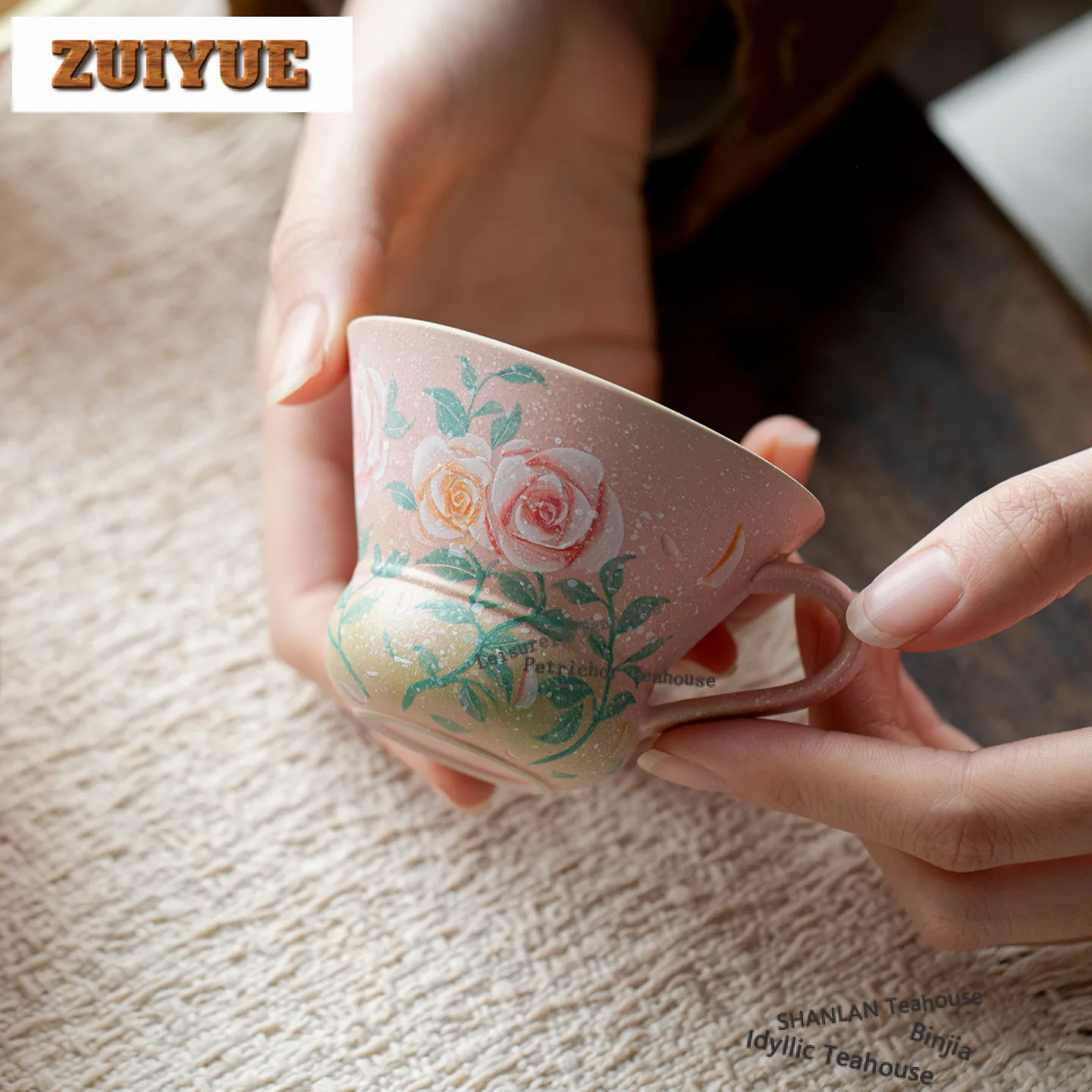 

Чайная чашка 80 мл с ручной росписью в виде розы, ретро-чаша для чая, красивая чашка для дегустации чая, чашка для медитации, мастер-чашки Jianzhan, принадлежности для чайной церемонии