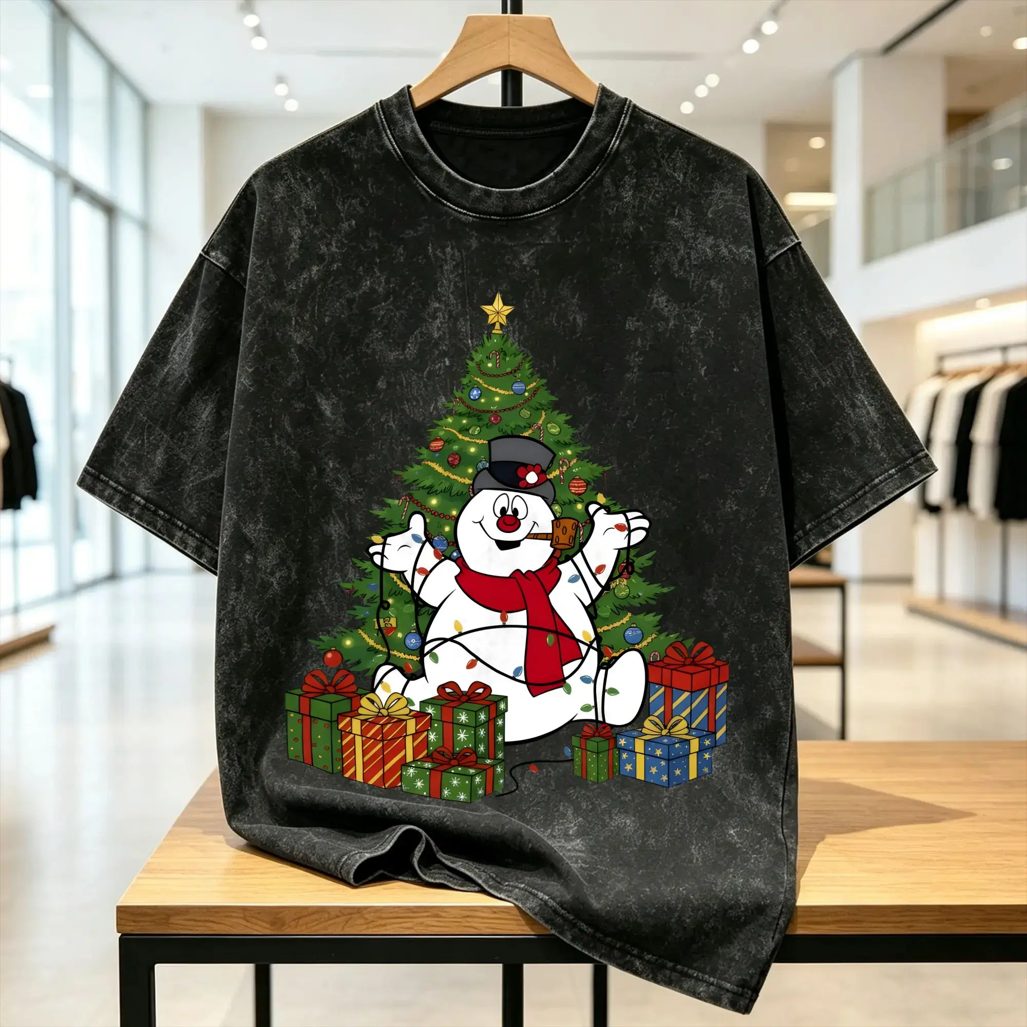 Snowman Frostys T Shirt Men's  Pure Cotton Unique T-Shirt Crew Neck Christmas Tees Short Sleeve Clothing Summer
