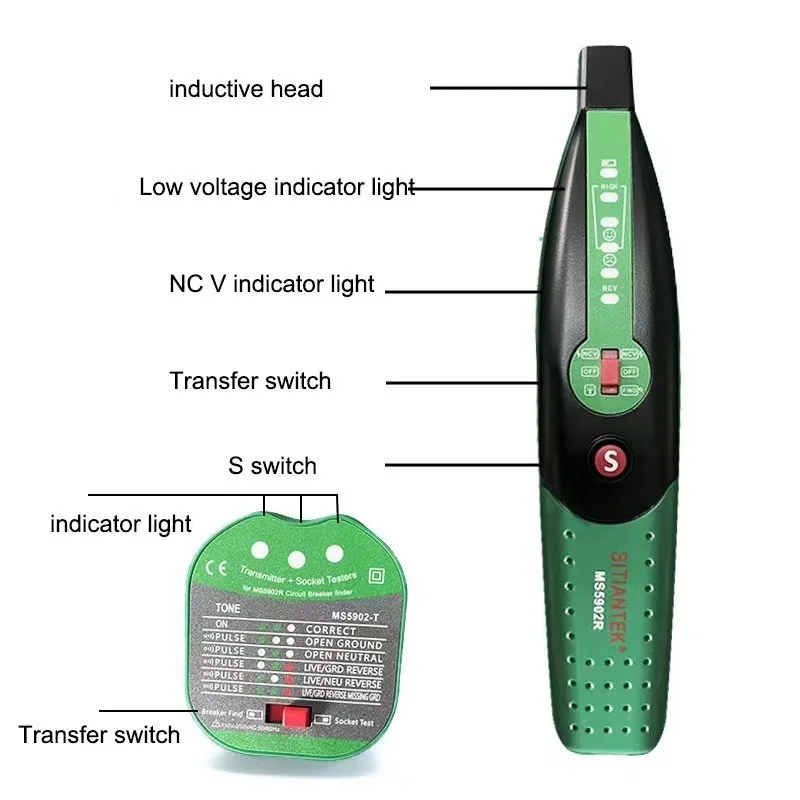 

MS5902R circuit breaker socket tester line lookup function tester with NC line test
