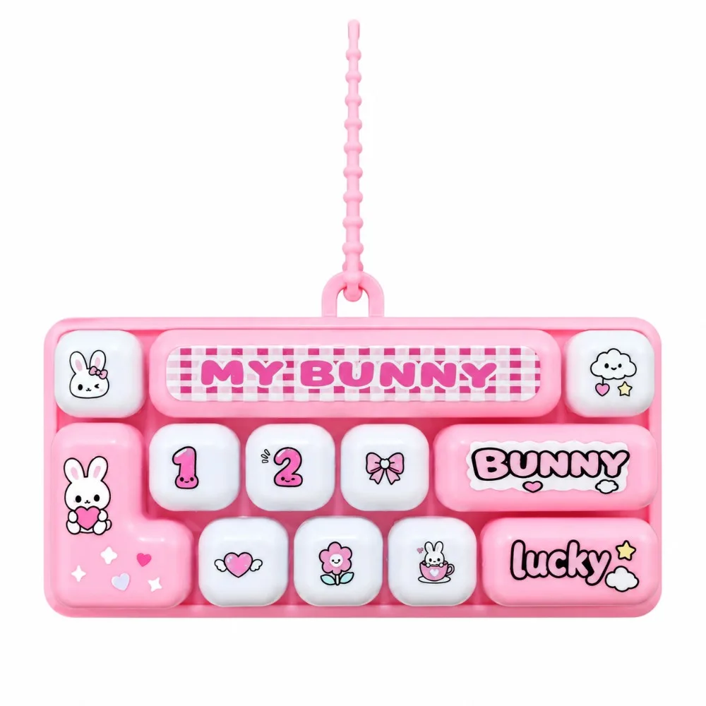 Cartoon 12 Keys Keyboard Keychain Animals Mini Keyboard Clicker Keychain Portable Pressable Keys Sensory Clicker Toys