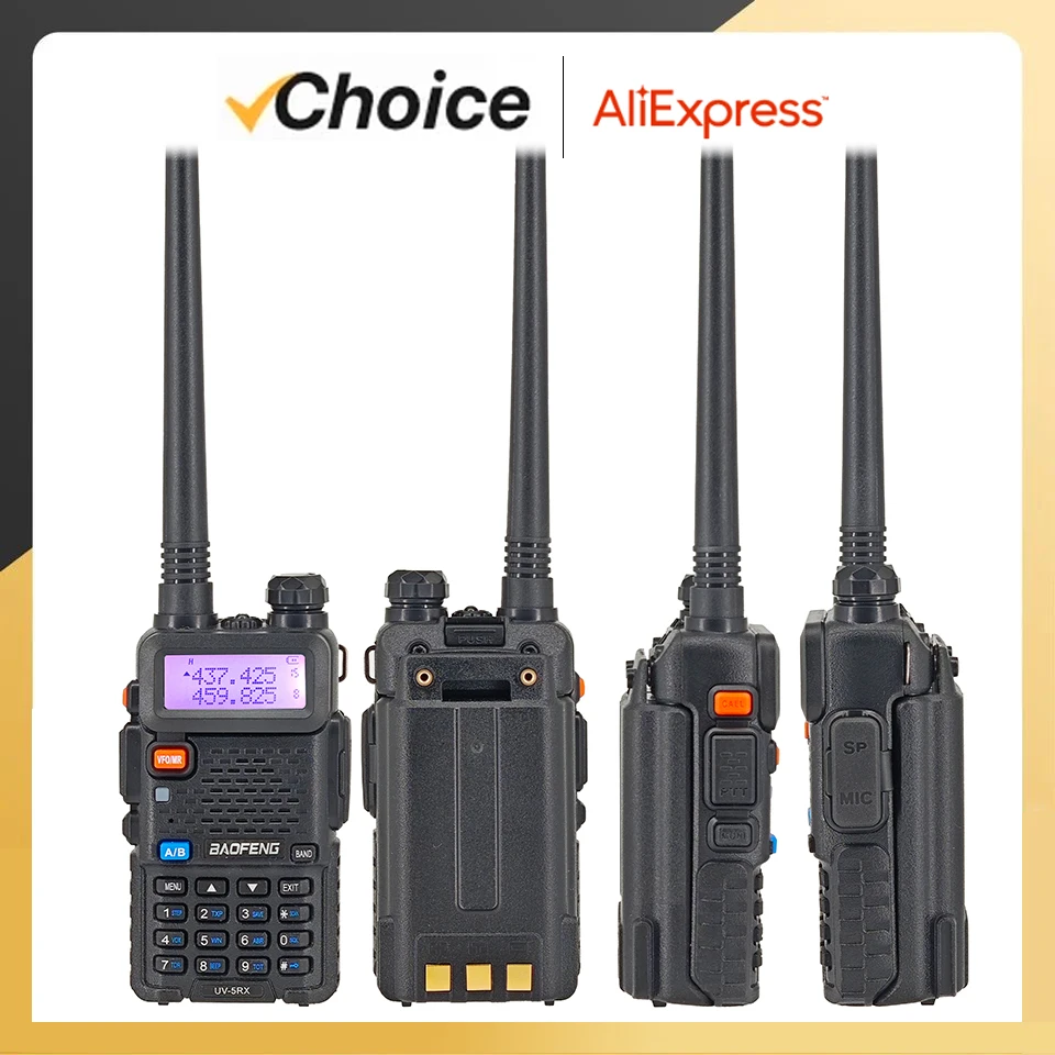 Baofeng UV-5RX 3800mAh Handheld Radio Enlarged Thicker Battery USB-C Charge Multi Bands AM Aviation Band 128 Channel Transceiver