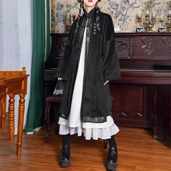 Men Corduroy Thin Taoist Robe Embroidered Cheongsam Button Hanfu Cape Genderless Streetwear Fashion Cardigan Youth Tops Unisex