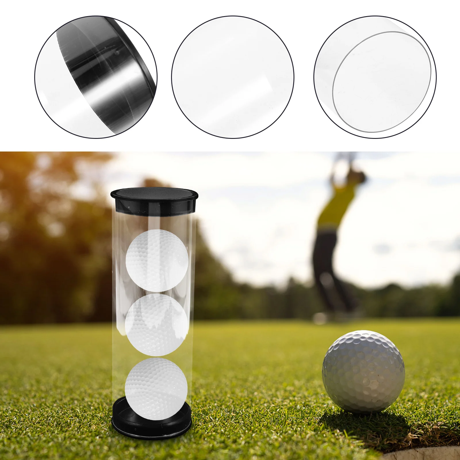 Boîte d'emballage en plastique ronde transparente pour balle de golf, étui portable, support d'affichage, baril de tube, diamètre 45mm, PC T1