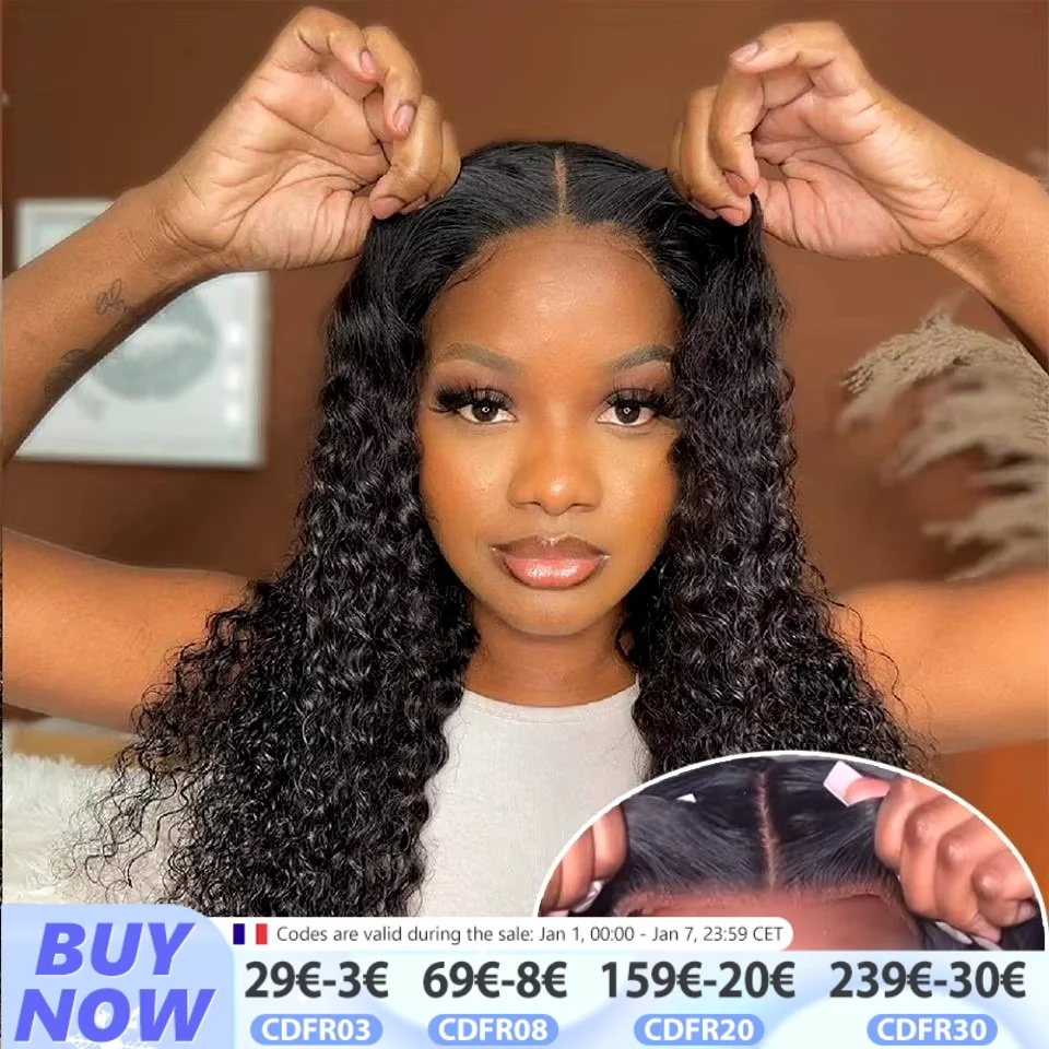 Deep Wave Glueless Wig Human Hair Ready To Wear And Go PrePlucked For Women Precut 6x4 Closure Curly Lace Front Wigs On Sale