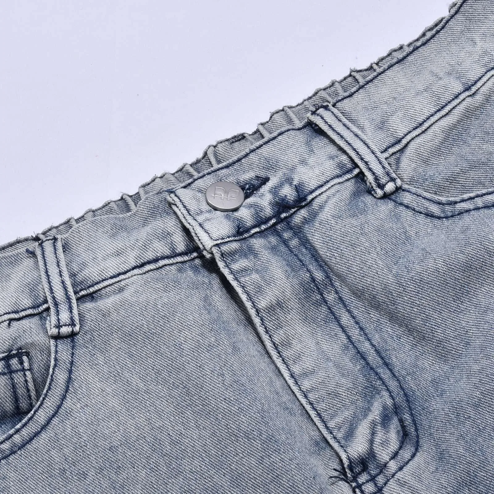 Jeans a gamba larga con toppa a stella a cinque punte primavera autunno Pantaloni in denim retrò alla moda di High Street Pantaloni lavati in vita elastica da donna