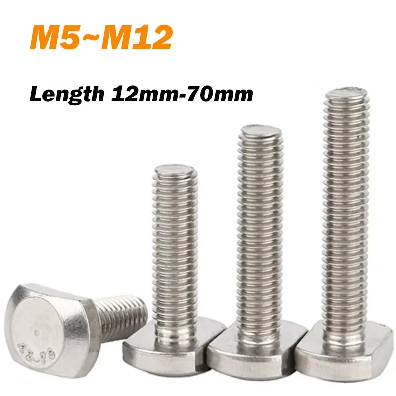 T-Slot Bolts GB37 M5 M6 M8 M10 M12 304 Stainless Steel Hammer Head Bolt T Type Hammer Head Screw Bolt For Chute Rail Miter Track