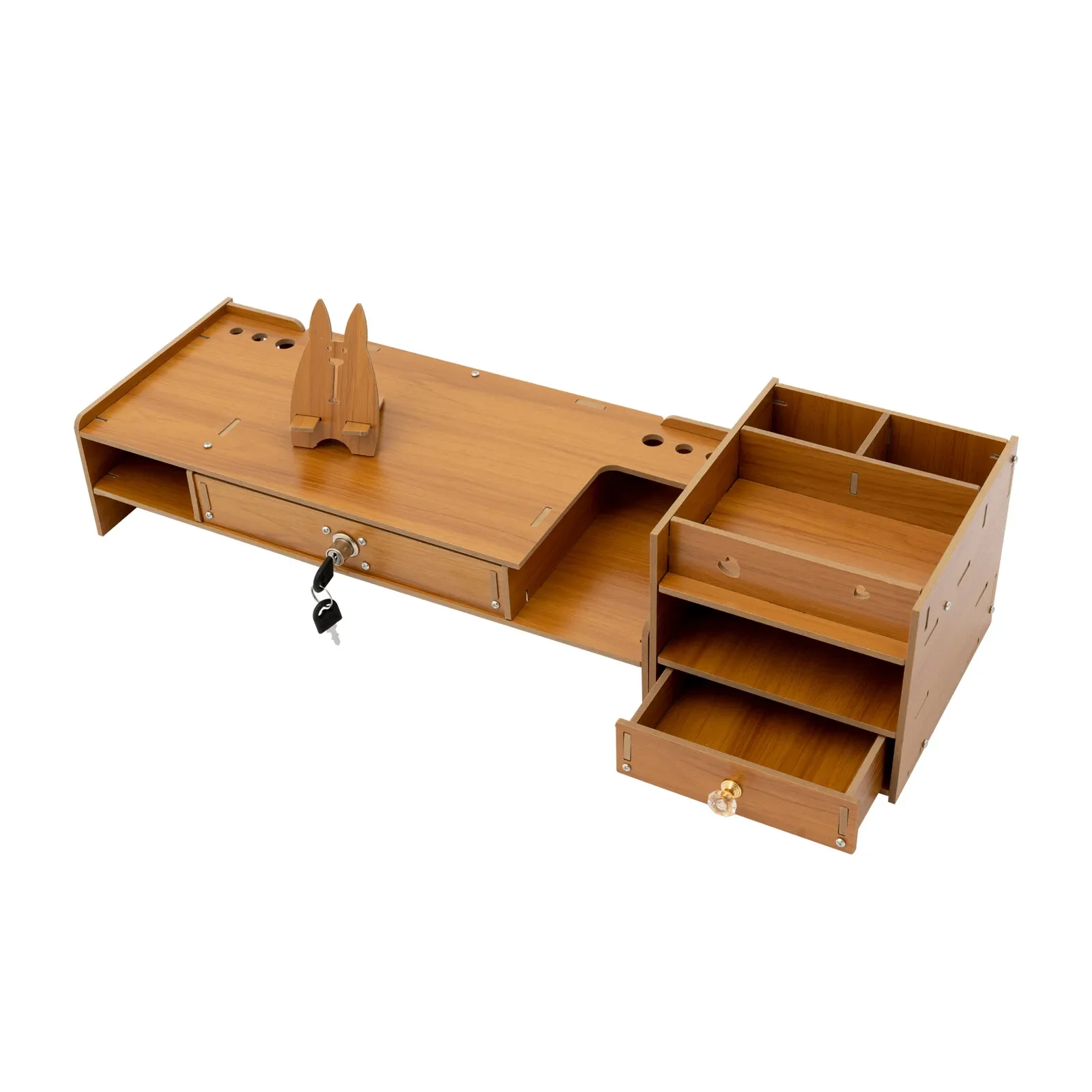 Прямоугольная подставка для монитора 15x10x5 дюймов — настольный органайзер с двойной регулировкой по высоте и кабелем