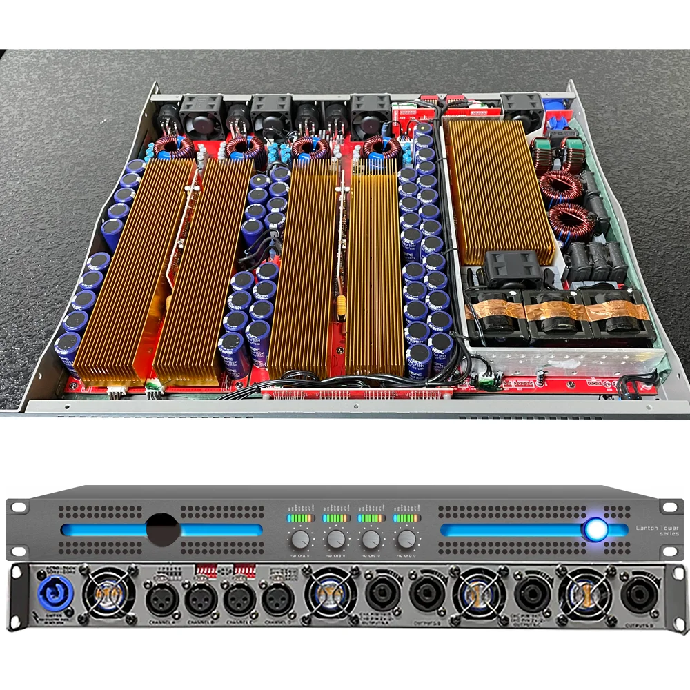 Amplificador de potencia estable profesional ShennDare CT4.20 de 2 ohmios, 4 x 4500 W, 2 ohmios, amplificador de sonido profesional de 4 canales, 4 x 2000 W, 8 ohmios, subwoofer para DJ, altavoz de matriz de línea