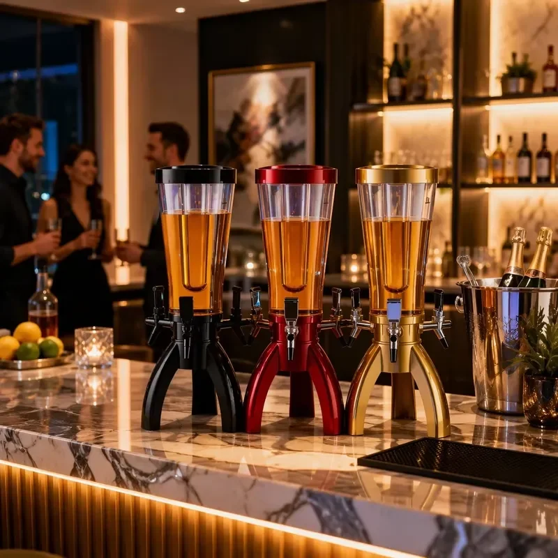 Three Head Sprayer Beer Dispenser Eco Friendly Plastic Cocktail Tower Bar Accessories Modern Minimalist Design for Family
