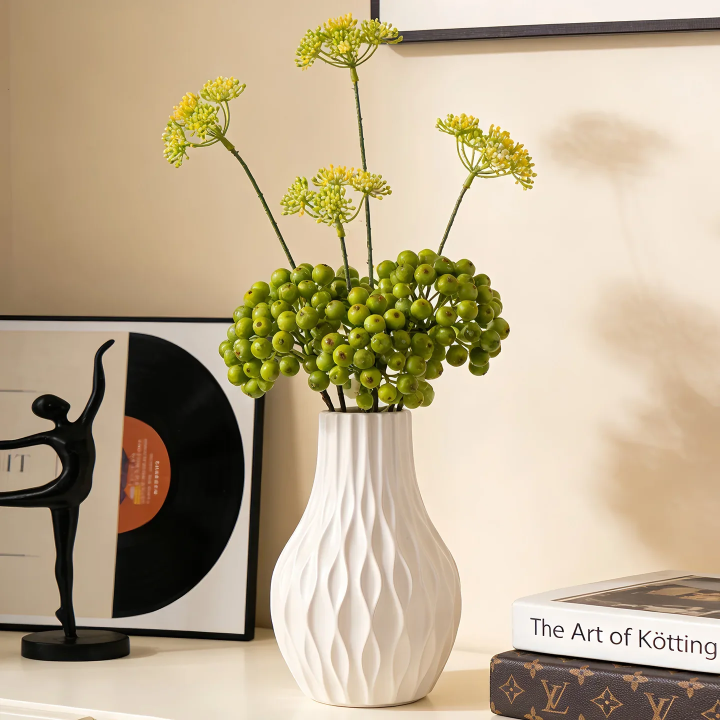 CAPIRON Nordic Ceramic Vase Wave Design Flower Pot Modern Home Decor Minimalist Tabletop Centerpiece Wedding Ornament Desktop