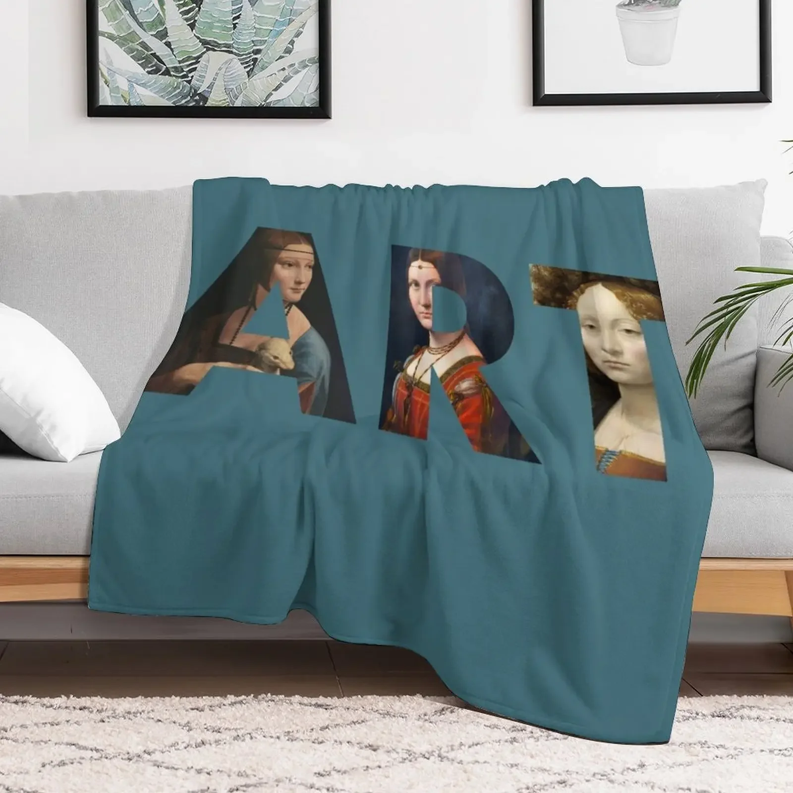 Art by Leonardo da Vinci Throw Blanket Cozy Home Blanket Gift for Christmas Holiday