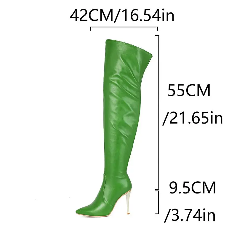 ASILETO Brand Women Over Knee High Boots Pointed Toe 10cm Stiletto Heels Zipper Thigh Botas Long Tube Shoes Large Size Winter