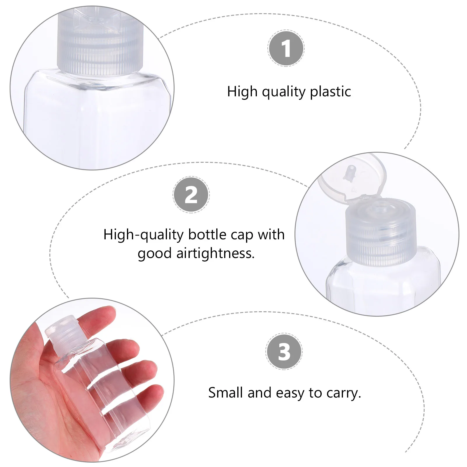 20pcs Empty Refillable Bottles 50Ml Plastic Travel Bottle Containers Portable Leakproof Toiletry Dispenser For Outdoor