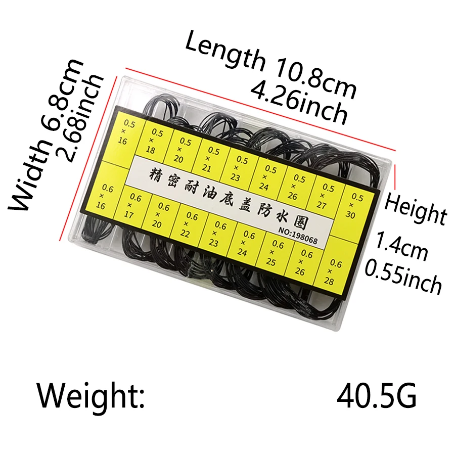 Accessori per orologi, anello impermeabile con coperchio inferiore dell'orologio resistente all'olio di precisione, 200 pezzi O-ring spessore 5.0-6.0