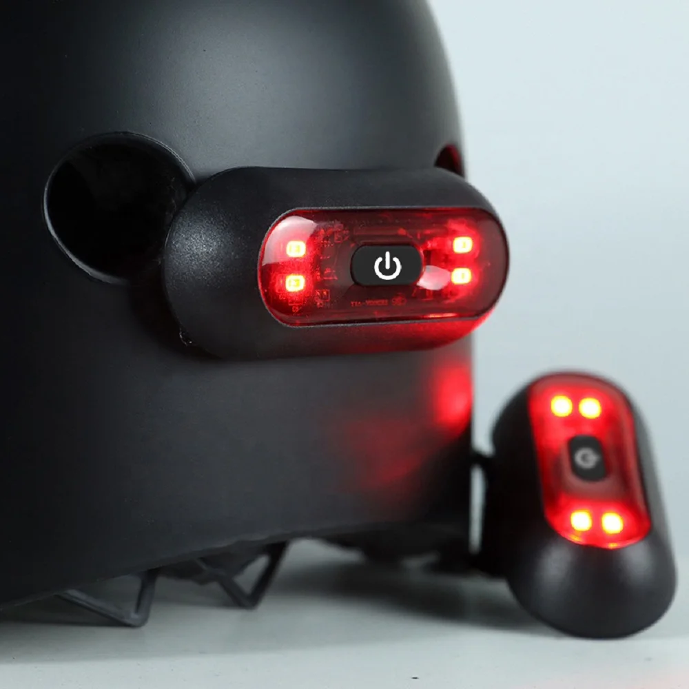 4-LED Rechargeable Helmet Taillight, USB Waterproof Safety Warning Light for Bicycle Motorcycle Helmet