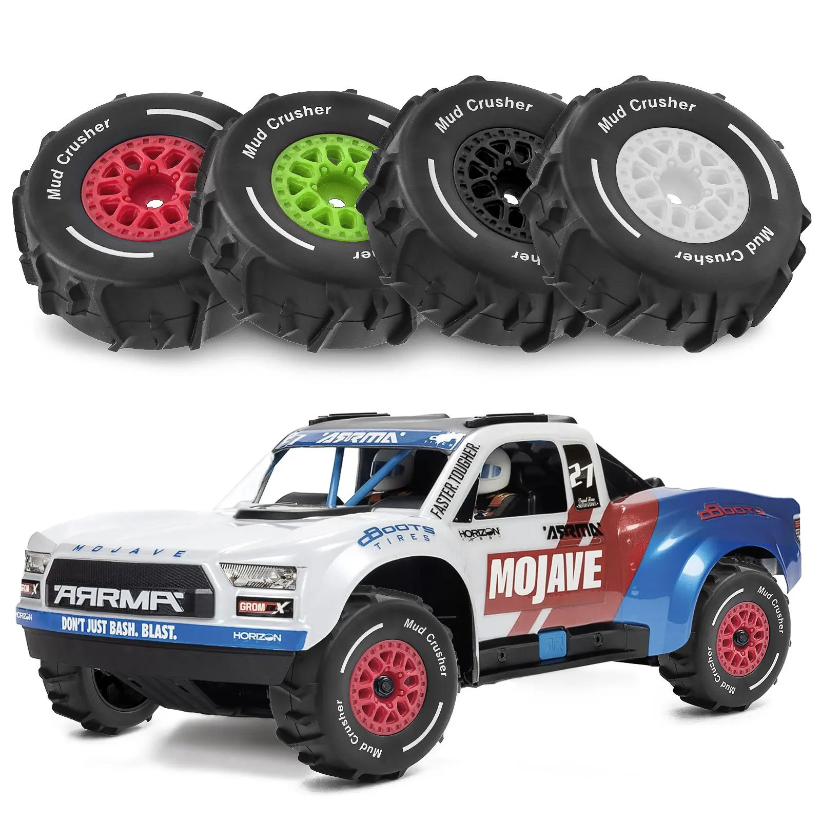 

4Pcs 72mm 1/16 Desert Short Course Truck Sand Tire 12mm Wheel Hex for ARRMA 1/16 MOJAVE GROM