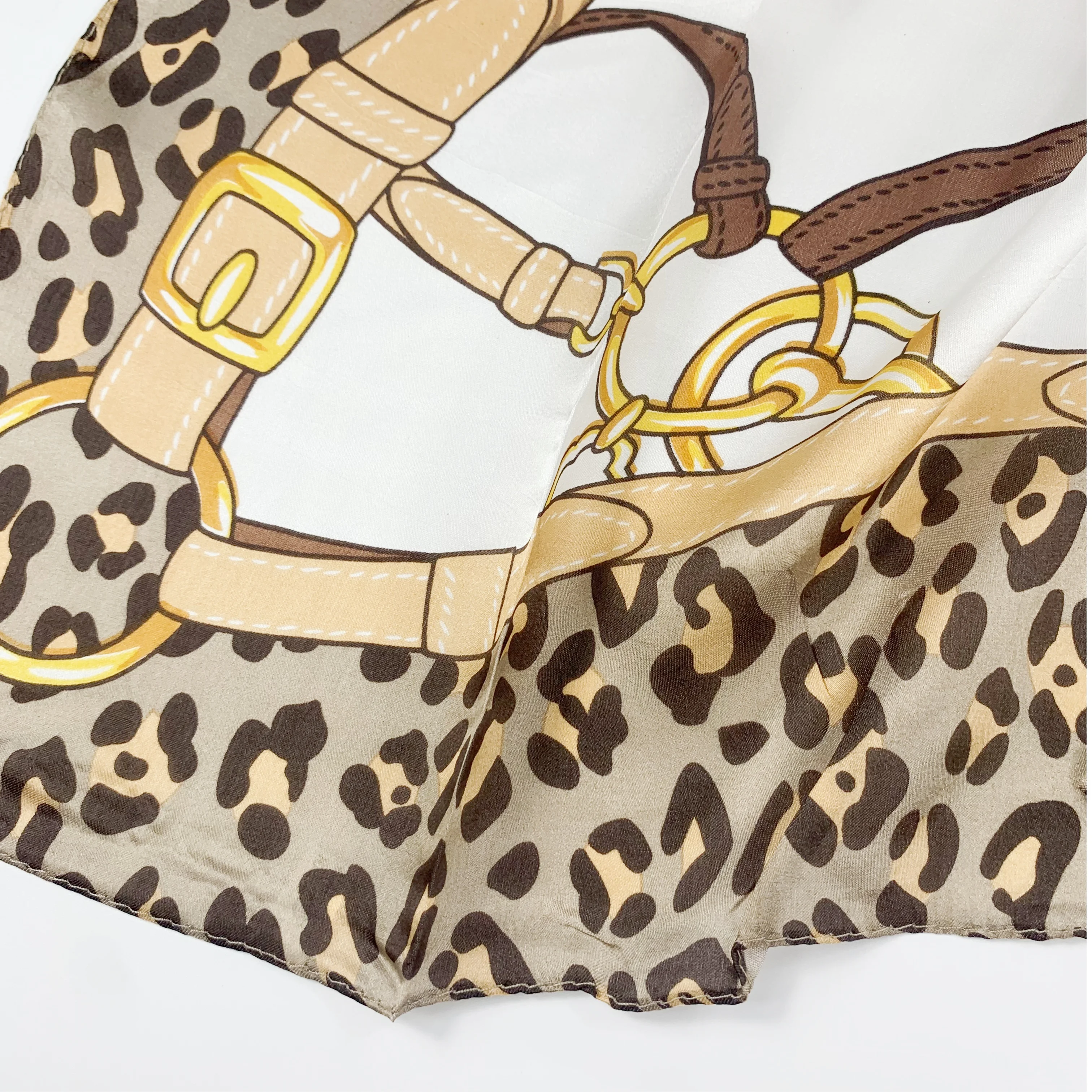 wholesale 90cm*90cm 100% pure silk scarves scarf mulberry silk  design scarf  Luxury Brand animal printing and leather belt