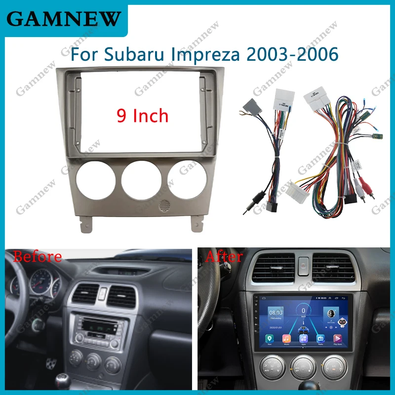 9 Inch Car Frame Fascia Adapter Canbus Box Decoder Android Radio Audio Dash Fitting Panel Kit For Subaru Impreza 2003-2006