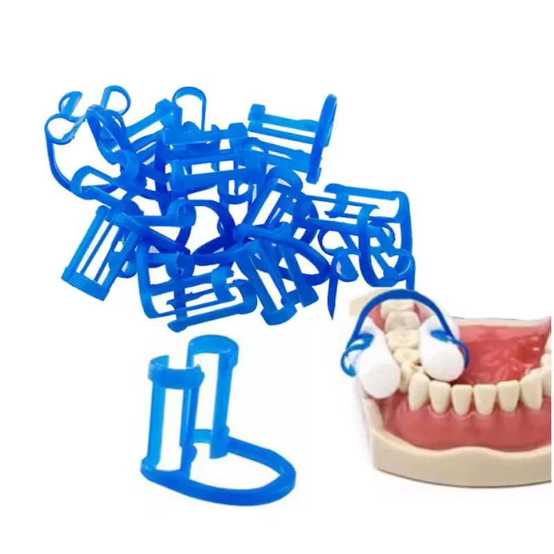20Pcs/bag Dental Cotton Roll Clip Orthodontic Plastic Blue Isolator Tool Disposable Cotton Holder Dentist Clinic Lab Supplies