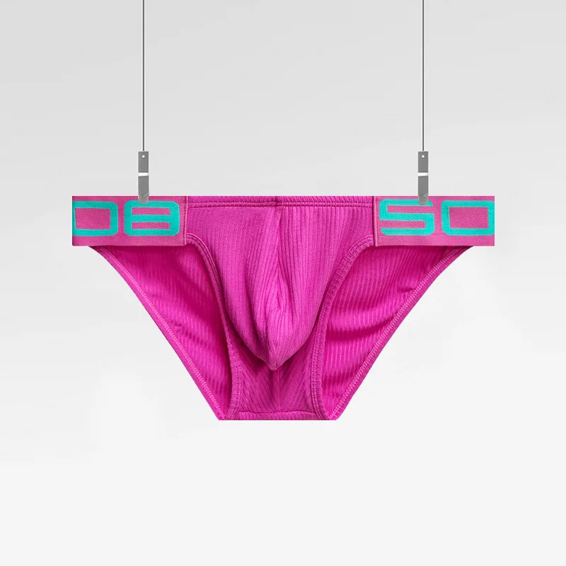 Cuecas masculinas simples e com garfo alto, bolsa respirável de algodão de cintura baixa, fitness esportivo BS813