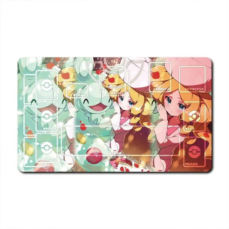 Pokemon Self Made 60X35Cm Card Mat Charizard Cynthia Garchomp Ptcg Dedicated Game Single Player Battle Anime Characters Card Pad