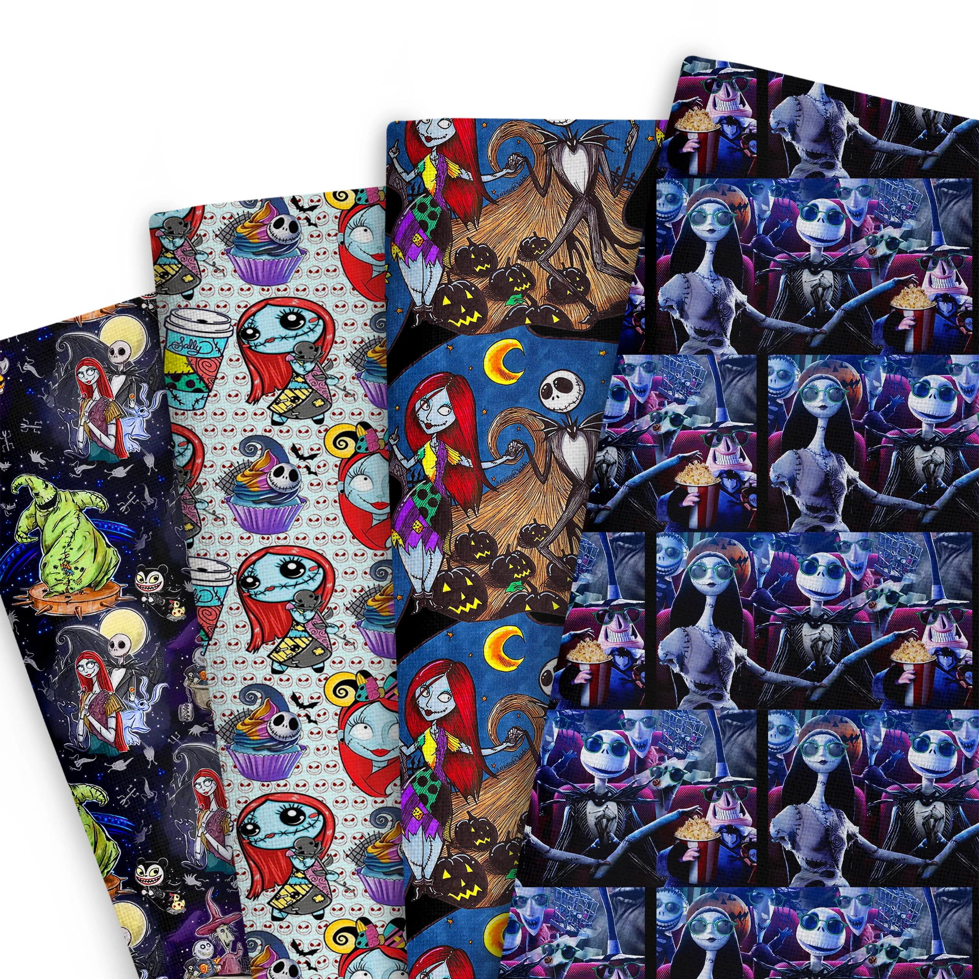 

50*145cm Jack Sally Halloween Patchwork Polyester Cotton Fabric Tissue Sewing Quilting Fabrics Needlework Material DIY Handmade