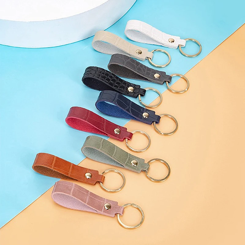 1Pcs New Crocodile Patterned Leather Keychain Leather Keychain For Men Car Key Key Holder Key Ring Bag Accessories