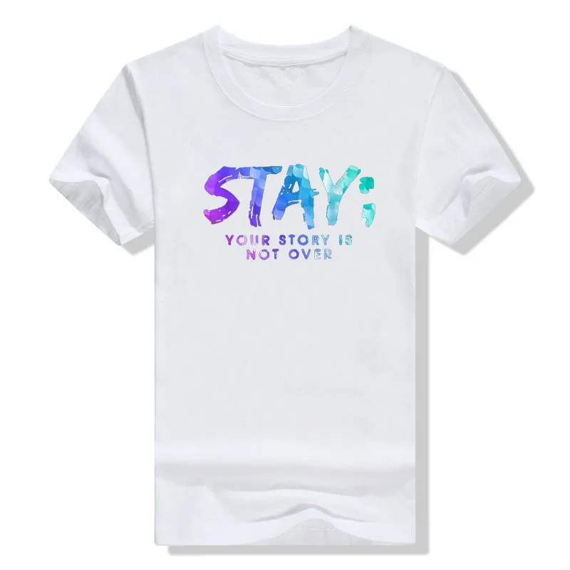 Your Story Is Not Over Stay Suicide Prevention Awareness T-Shirt Sayings Quote Letters Printed Graphic Tee Tops Healthy Clothes view 6
