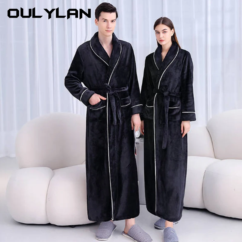 Oulylan-Ensembles de pyjama à glouton épaissi pour hommes, vêtements de nuit chauds, vêtements d'intérieur trempés, lieux pour hommes, sourire, hiver, nouveau, 2024