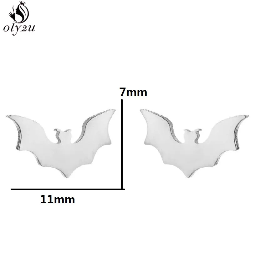 Stainless Steel Bat Stud Earrings for Women Men Punk Halloween Party Gift Goth Skull Spider Web Earings Cosplay Piercing Jewelry view 3