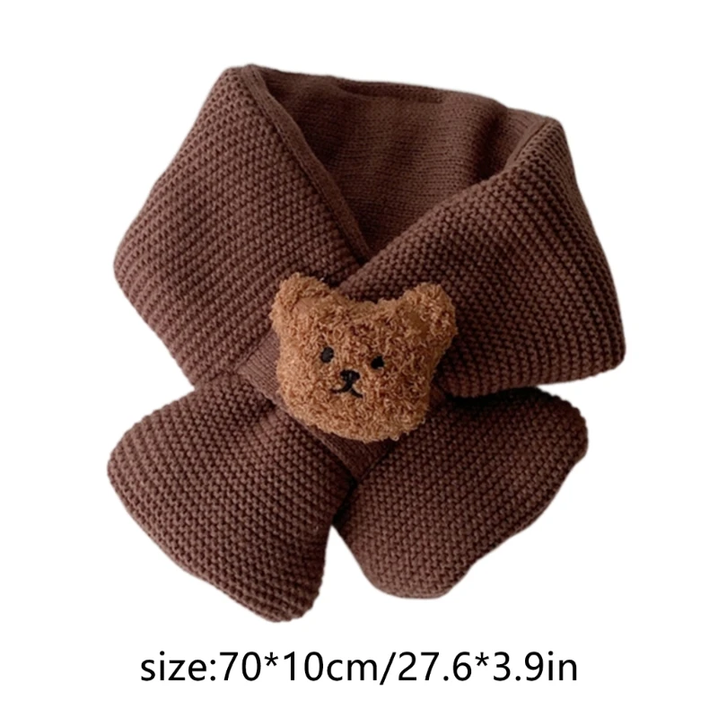 Bear Neckerchief Winter Scarves for Kids Boys Girls Toddlers Infant Soft Wool Scarf Thicken Neck Cover Warm Scarf