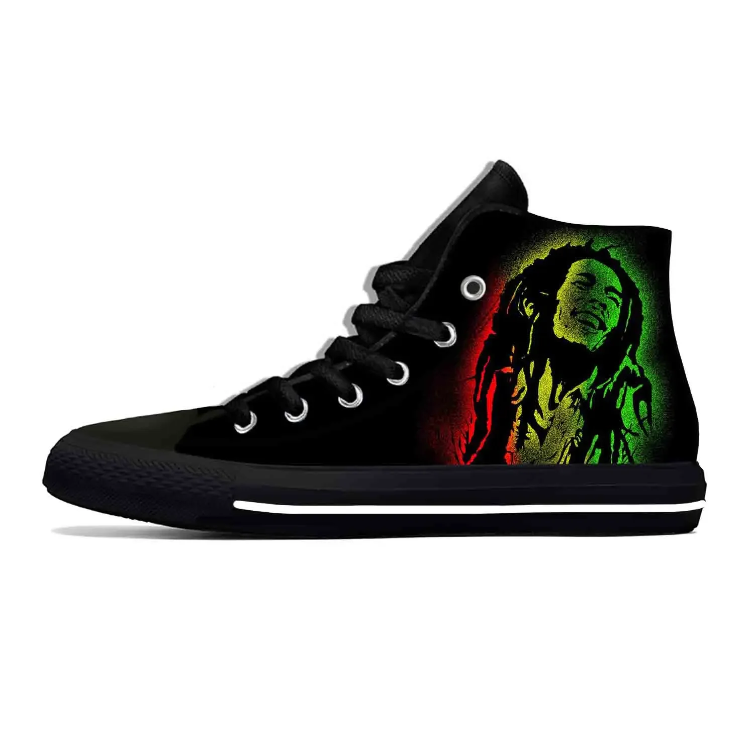 Legend Bob Marley Reggae Rasta Music Rock zapatos de tela informales a la moda, zapatillas cómodas transpirables con estampado 3D para hombre y mujer