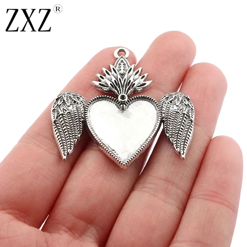 2pcs Antique Silver/Golden Boho Large Filigree Love Heart Charms Pendants for DIY Necklace Jewelry Making Accessories 81x56mm