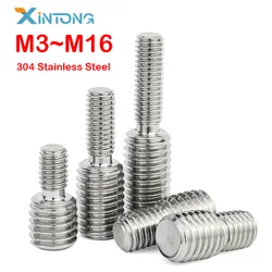304 Stainless Steel M3 M4 M5 M6 M8 M10 M12 M14 M16 Thread Adapter Male to Male Conversion Double Head Transfer Screw Bolt