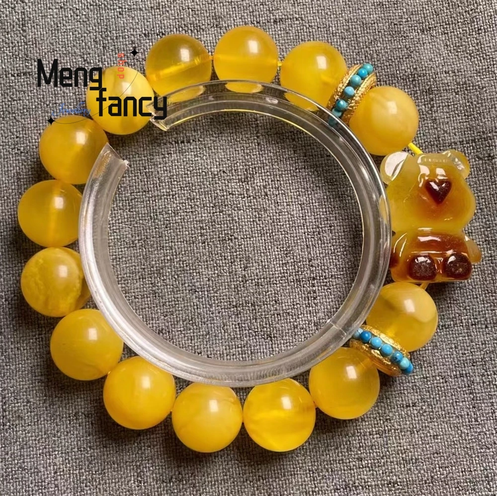 

Beeswax Large Bead Bracelet, Beeswax Bear Accessory, Chicken Oil, Beeswax Large Particles Fashion Jewelry Best Selling Exquisite