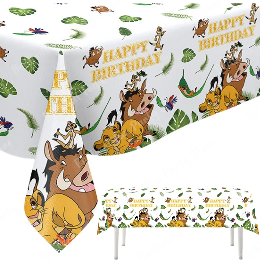 Lion King Birthday Party Supplies Tablecloth Table Cloth Plastic Table Covers for Kids Simba Theme Festival Party Decorations