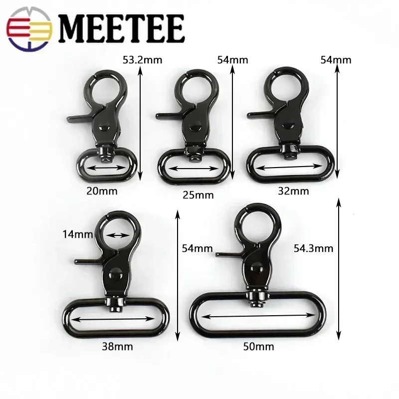 2/4/10pcs Meetee 20-50mm Luggage Strap Metal Buckles Bags Lobster Carbines Swivel Trigger Snap Hook Collar Clasp DIY Accessories