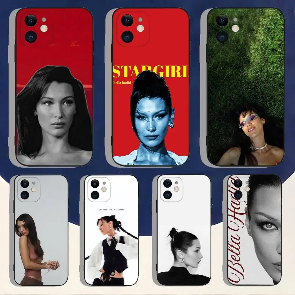 

Bella Hadid MODEL Fashion Phone Case For iPhone 16,15,14,13,12,11,Pro,Max,Plus,X,XS,XR,SE,8,7,Mini,Soft Silicone Black Case