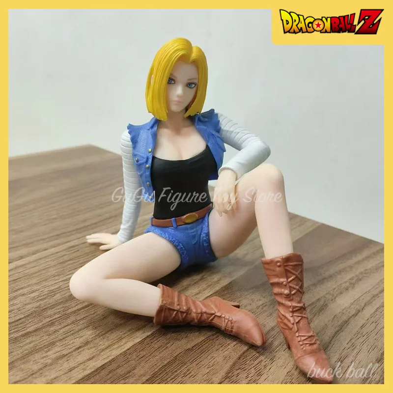 Dragon Ball Z Figure Android 18 Figures Lazili Anime Figure Gk Sitting Posture Girl Statue Doll Collections Desk Collection Toys