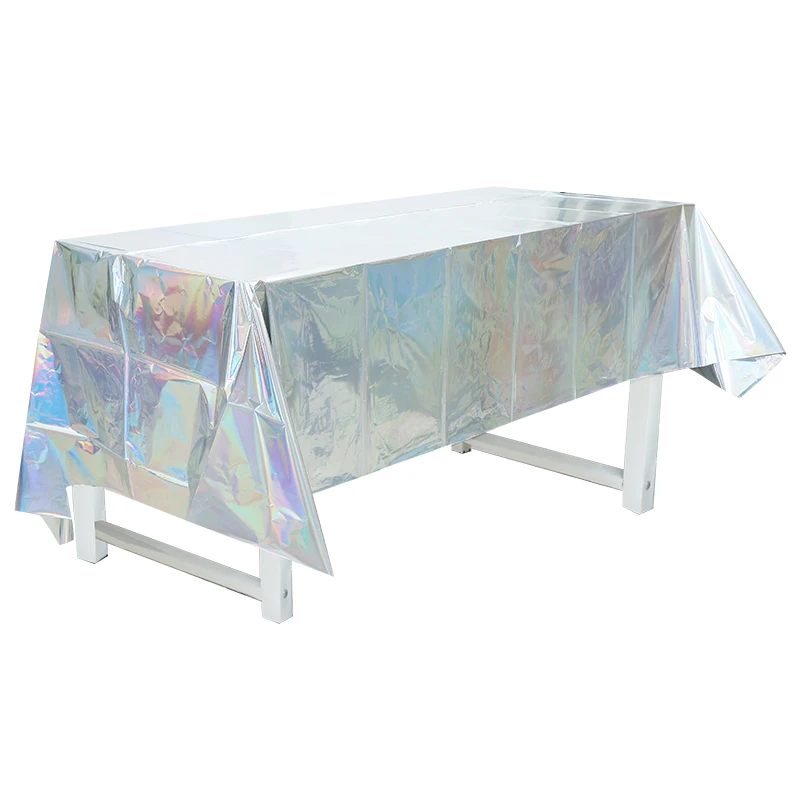 Laser Iridescent Tablecloth Birthday Party Table Cloths Plastic Disposable Disco Party Decorations For Buffet