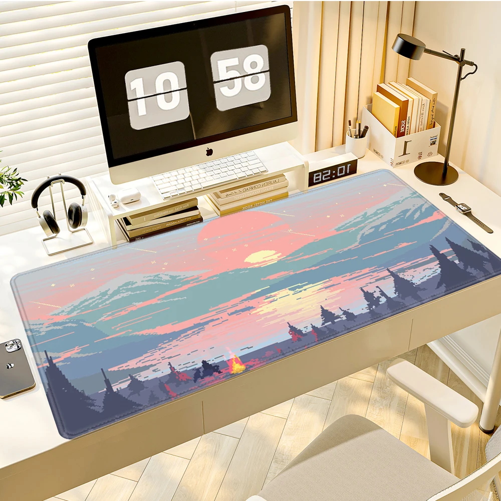 

Pixel Pink Clouds Mouse Pad Sky Large Mousepad PC Gaming Accessories Pad Cute Landscape Rubber Computer DeskMat Xxl Extended Pad