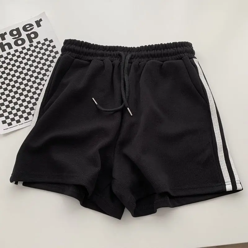 Side-stripe Sporty Shorts Women Vintage Loose Casual Minimalist High Waist Fashion All-match Summer Thin Jogging Korean Version