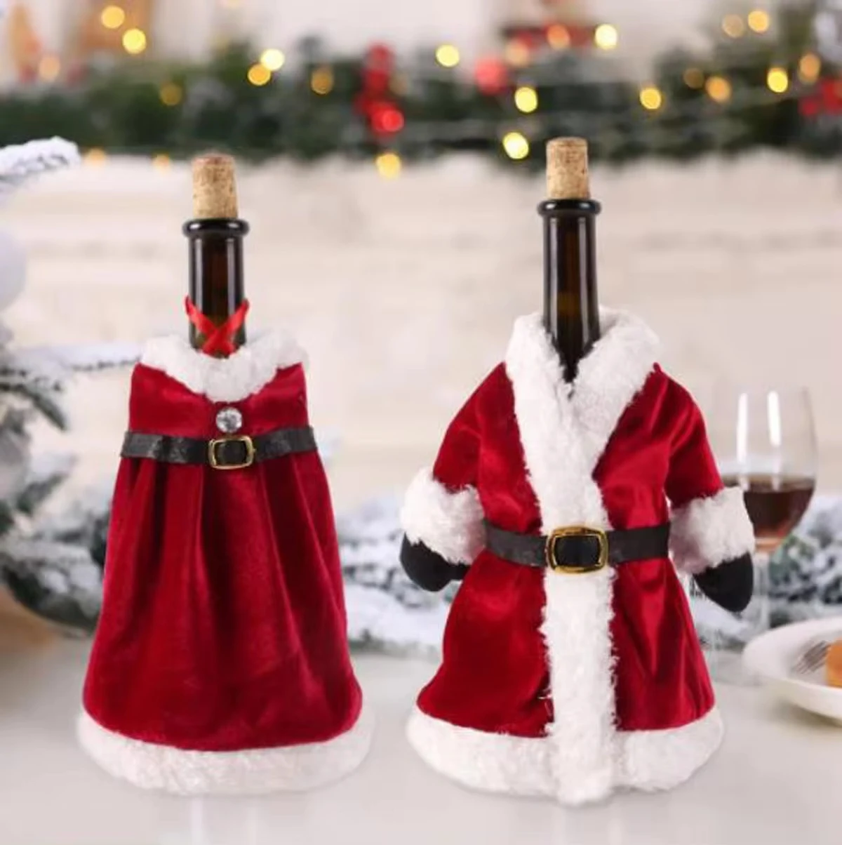 Funda navideña para botella de vino, adornos navideños para el hogar, regalo de Papá Noel Natal, Feliz Año Nuevo 2024, 2025